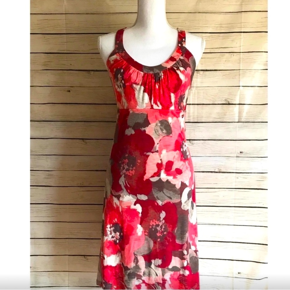Tommy Bahama Racer-back Red Floral Print Dress